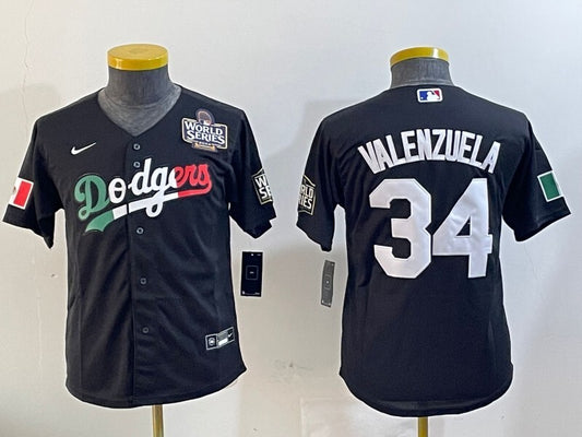 Youth Los Angeles Dodgers #34 Fernando Valenzuela Dodgers Mexico Youth Style 1