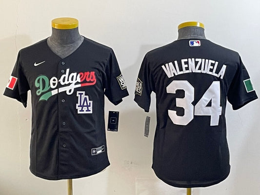 Youth Los Angeles Dodgers #34 Fernando Valenzuela Dodgers Mexico Youth Style 3