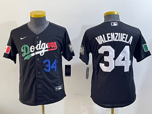 Youth Los Angeles Dodgers #34 Fernando Valenzuela Dodgers Mexico Youth Style 4