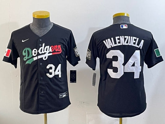 Youth Los Angeles Dodgers #34 Fernando Valenzuela Dodgers Mexico Youth Style 5