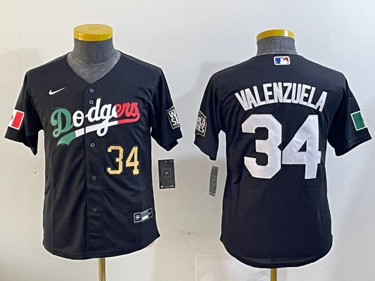 Youth Los Angeles Dodgers #34 Fernando Valenzuela Dodgers Mexico Youth Style 6