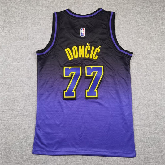 Youth Los Angeles Lakers #77 Luka Doncic Youth 25 Lakers 77 # Doncic Purple City Edition Style 2