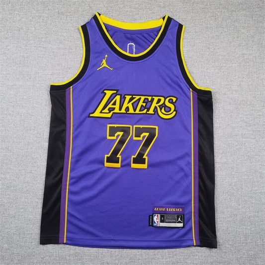 Youth Los Angeles Lakers #77 Luka Doncic Youth Lakers 77 # Doncic Purple Statement Edition Style 2