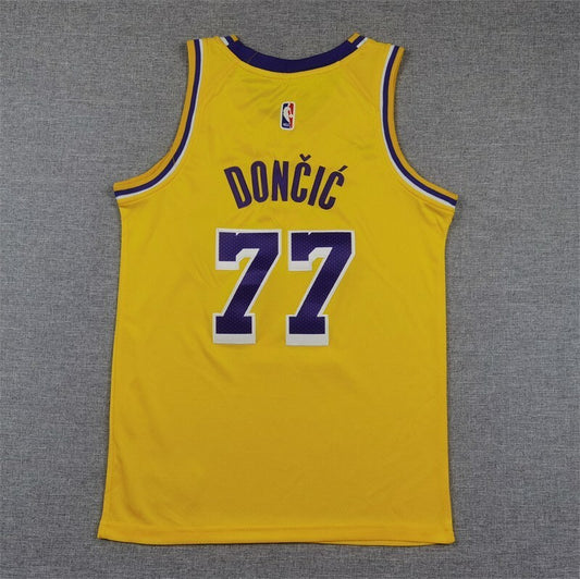 Youth Los Angeles Lakers #77 Luka Doncic Youth Lakers 77 # Doncic Yellow Style 3