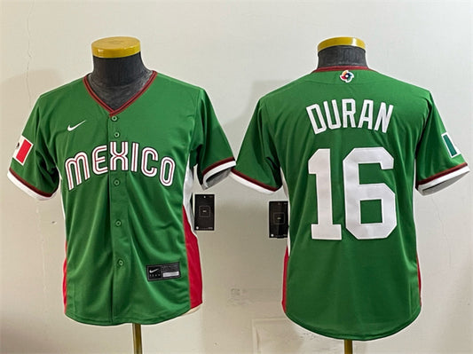 Youth Mexico Baseball #16 Jarren Duran Green 2026 World Baseball Classic Stadium
