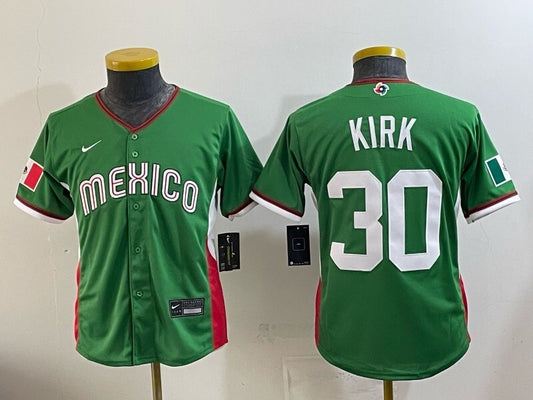 Youth Mexico Baseball #30 Alejandro Kirk Green 2026 World Baseball Classic 26 World Cup Youth