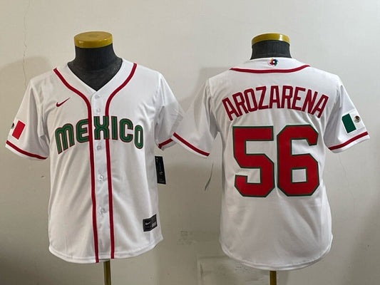 Youth Mexico Baseball #56 Randy Arozarena White 2026 World Baseball Classic 26 World Cup Youth