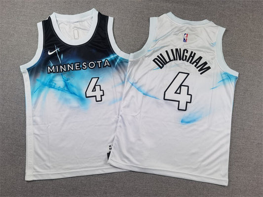 Youth Minnesota Timberwolves #4 Robert Dillingham Youth 25 Timberwolves 4 # · White City Edition Style 1