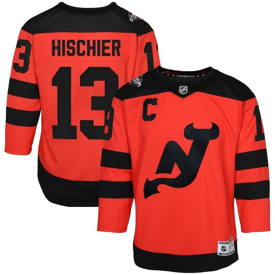Youth New Jersey Devils #13 Nico Hischier 2024 NHL Stadium Series Premier Player Jersey – Red Style 1