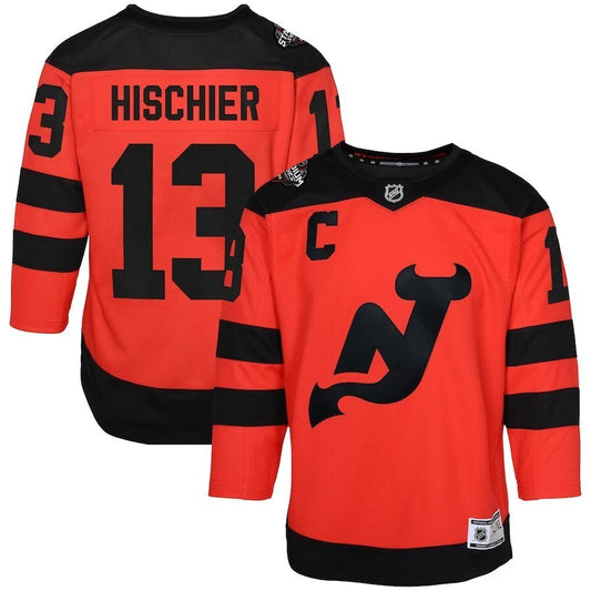 Youth New Jersey Devils #13 Nico Hischier 2024 NHL Stadium Series Premier Player Jersey – Red Style 2