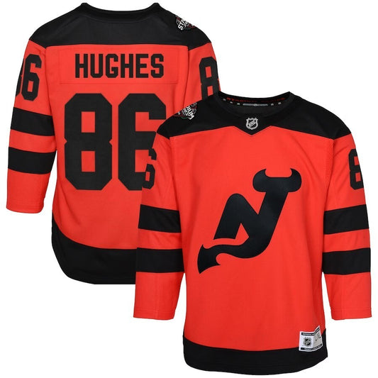 Youth New Jersey Devils #86 Jack Hughes 2024 NHL Stadium Series Premier Player Jersey – Red Style 2