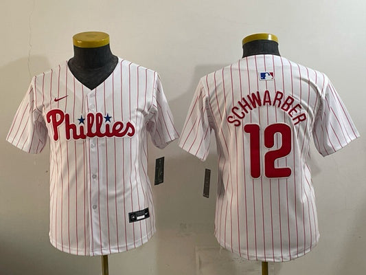 Youth Philadelphia Phillies #12 Kyle Schwarber Phillies Youth Style 2