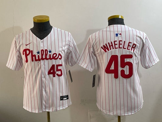 Youth Philadelphia Phillies #45 Zack Wheeler Phillies Youth Style 1