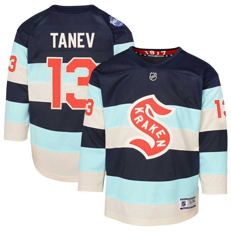 Youth Seattle Kraken #13 Brandon Tanev 2024 NHL Winter Classic Premier Player Jersey - Deep Sea Blue
