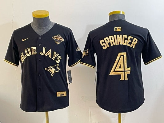 Youth Toronto Blue Jays #4 George Springer Blue Jays Black Gold Youth