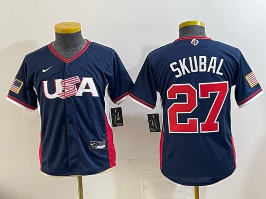 Youth USA Baseball #27 Mike Trout Navy 2026 World Baseball Classic 26 World Cup Youth