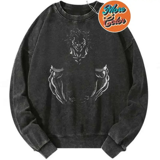 Yujiro Hanma Baki Anime Vintage Shirts, Cotton Unisex Sweatshirt, Crew Neck, Size S- 3XL, Menswear Top, Womenswear Top Underwear Streetwear