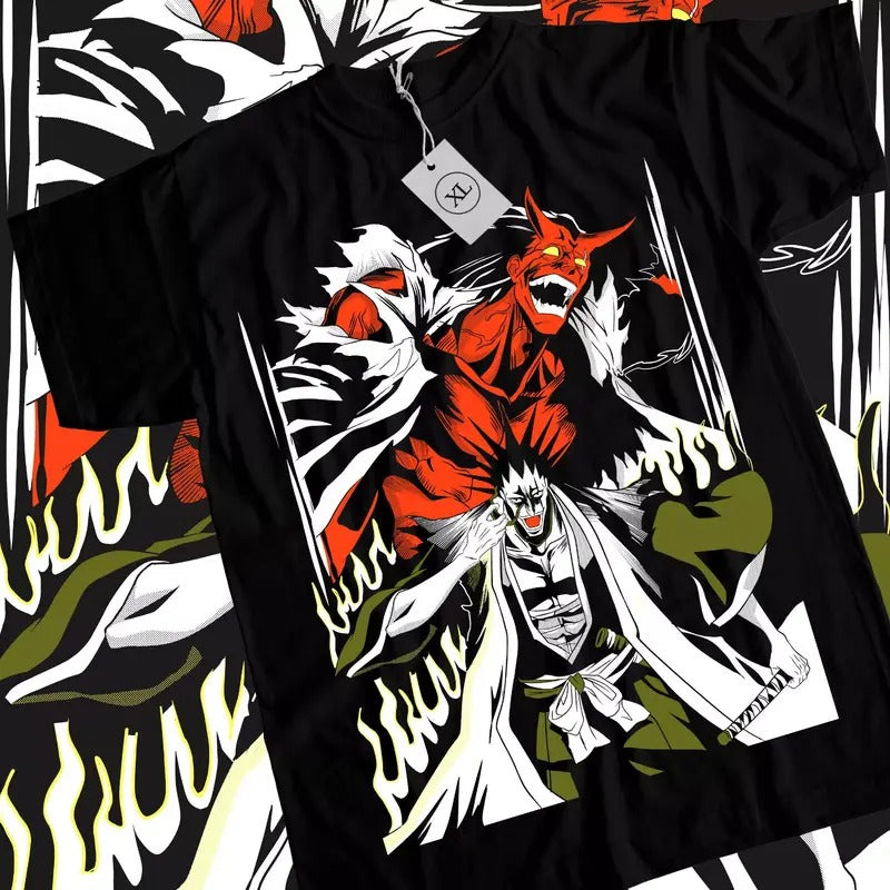 Zaraki Kenpachi T-Shirt Bleach Shirt Black Anime Manga Graphic Tee All Sizestyle{n002}2