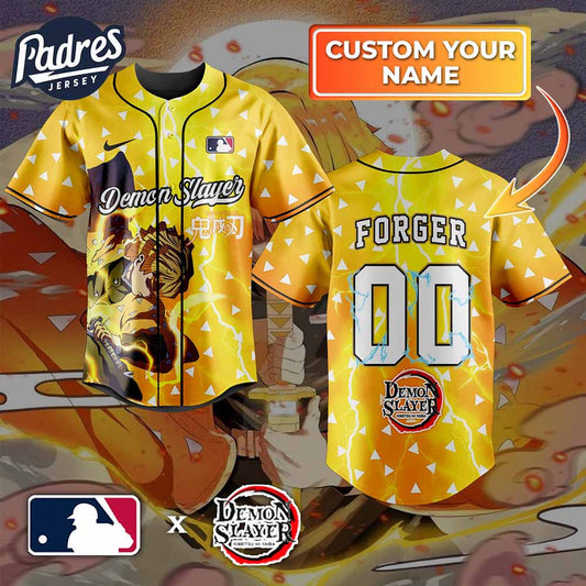 Zenitsu Demon Slayer X MLB Personalized Baseball Jersey 2025 - Padres Jersey Oasis: Elevate Your Baseball Style Game