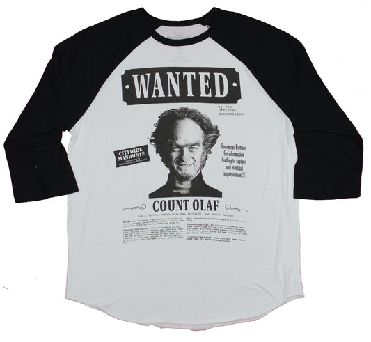 Series of Unfortunate Events Raglan Mens T-Shirt- Wanted Count Olaf Poster
