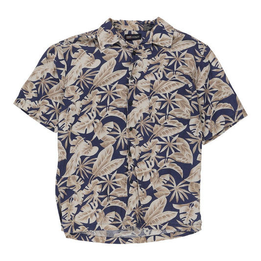 Faded Glory Hawaiian Shirt - Small Blue Cotton