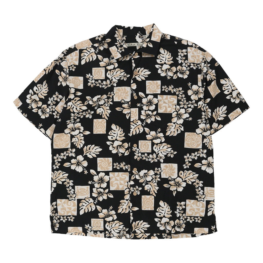 Batik Bay Floral Hawaiian Shirt - Large Black Cotton