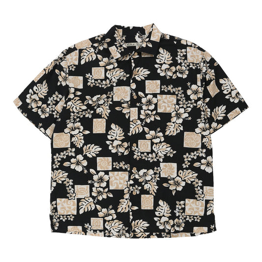 Batik Bay Floral Hawaiian Shirt - Large Black Cotton