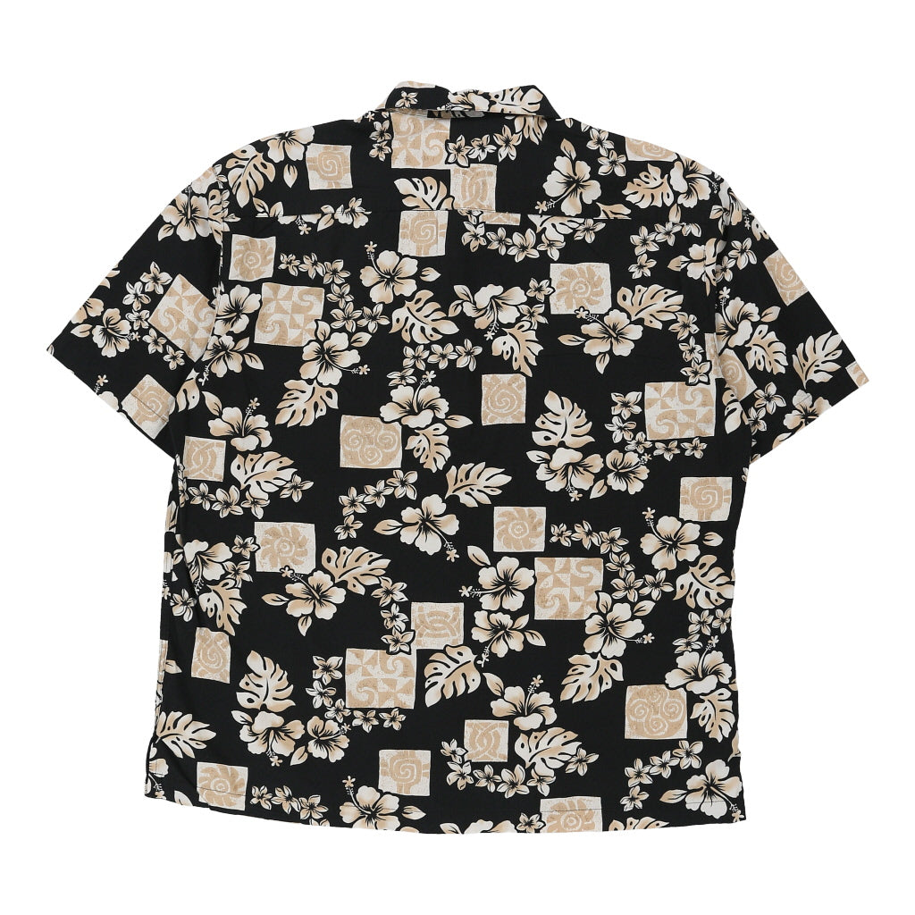 Batik Bay Floral Hawaiian Shirt - Large Black Cotton