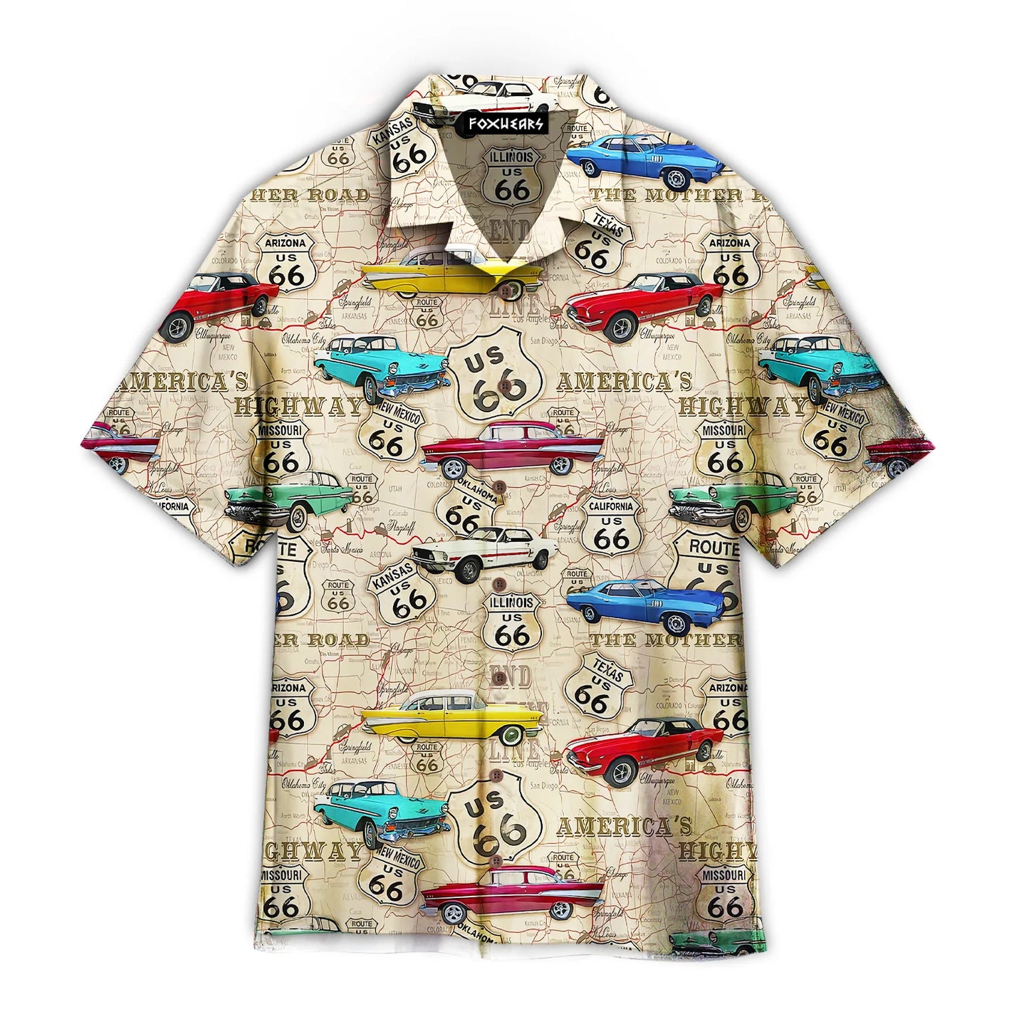 Amazing Vintage Muscle Car On Route 66 Hawaiian Shirt