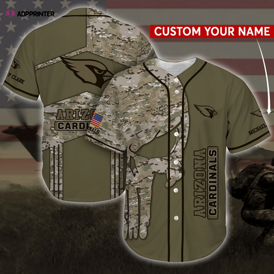 Arizona Cardinals Camo Personalized Baseball Jersey Shirt