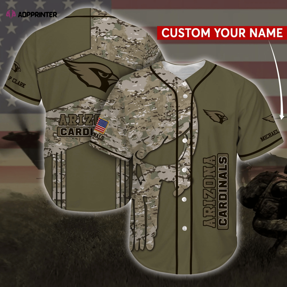 Arizona Cardinals Camo Personalized Baseball Jersey Shirt - Aopprinter