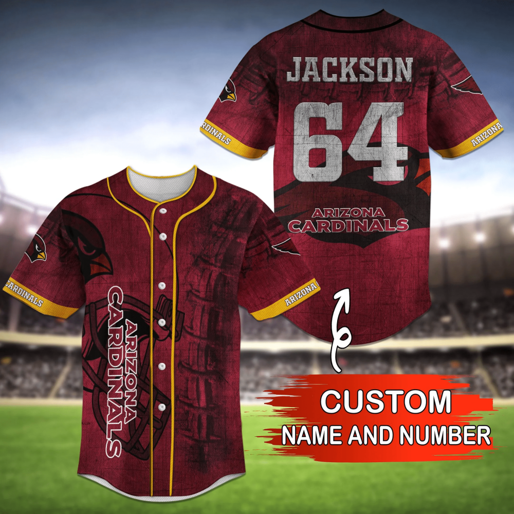 Arizona Cardinals Fan Baseball Jersey Shirt with Personalized Name - Aopprinter