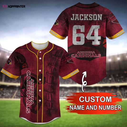 Arizona Cardinals Fan Baseball Jersey Shirt with Personalized Name