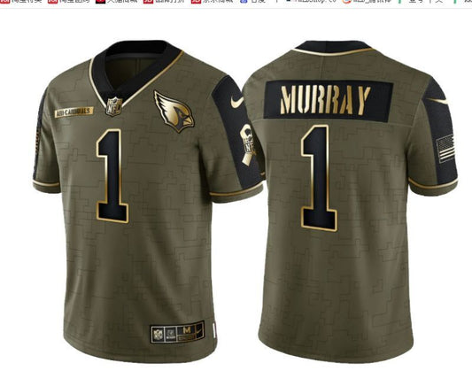 arizona cardinals #1 kyler murray 21 Salute Gold Text