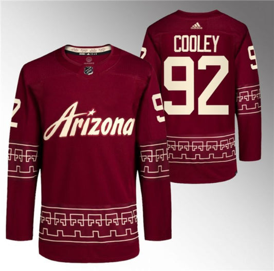 arizona coyotes #92 logan cooley garnet alternate pro jersey