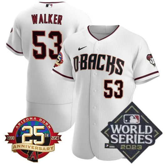 arizona diamondbacks #53 christian walker 25th anniversary patch flex base collection jersey white