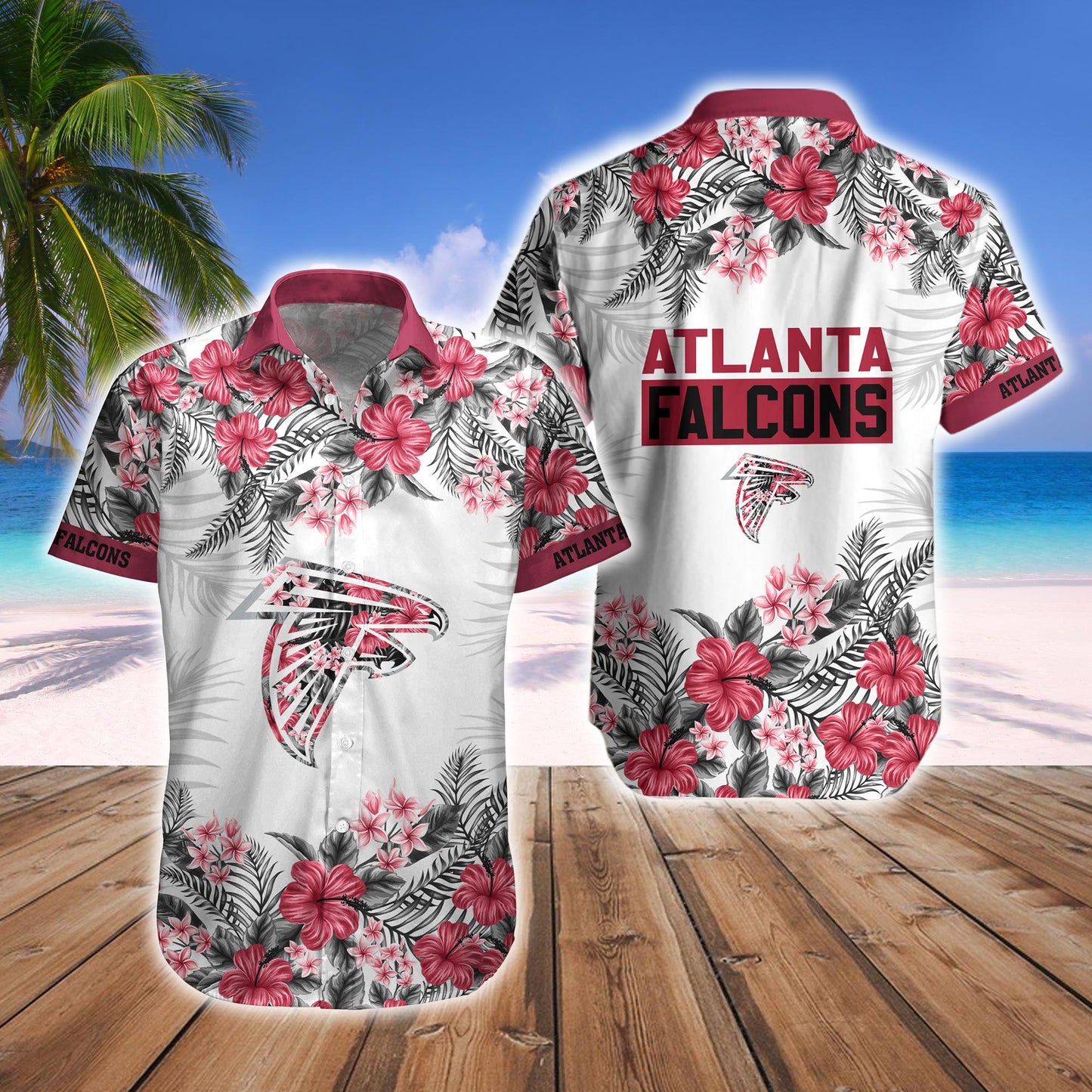 Atlanta Falcons Tropical Hawaiian Fan Shirt Shorts Sky Rise Set