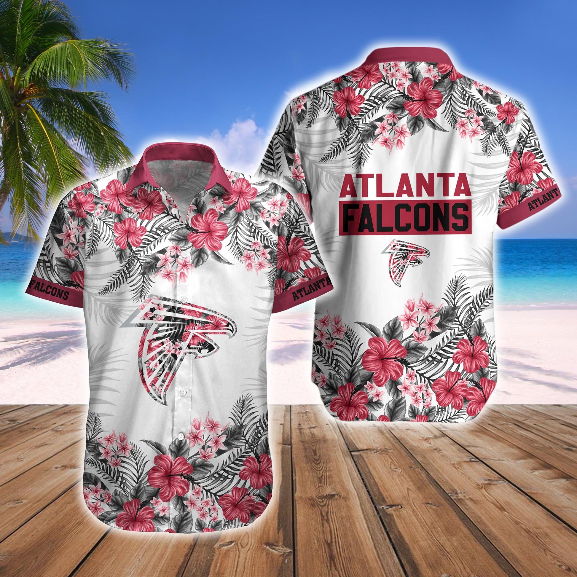 Atlanta Falcons Tropical Hawaiian Fan Shirt Shorts Sky Rise Set