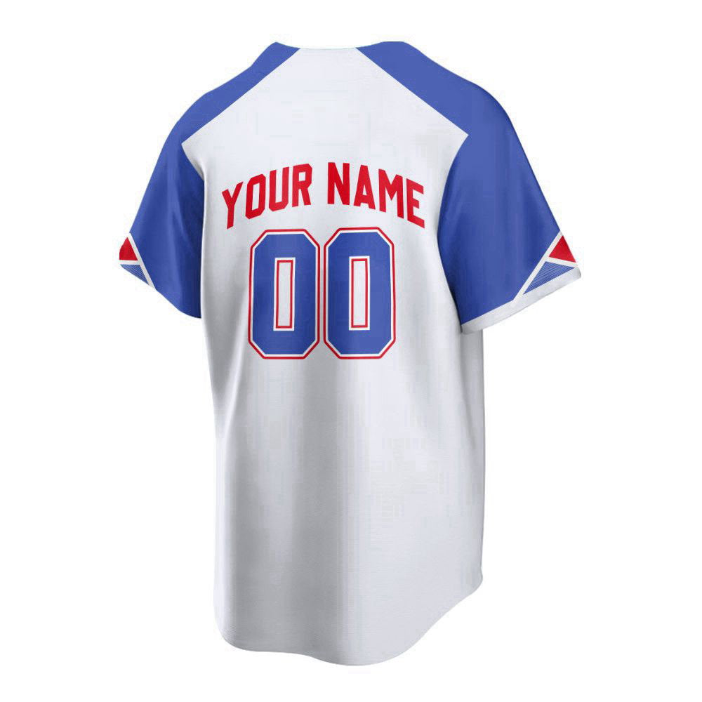 Atlanta White And Blue Print Baseball Jersey Customized Name And Number - Aopprinter