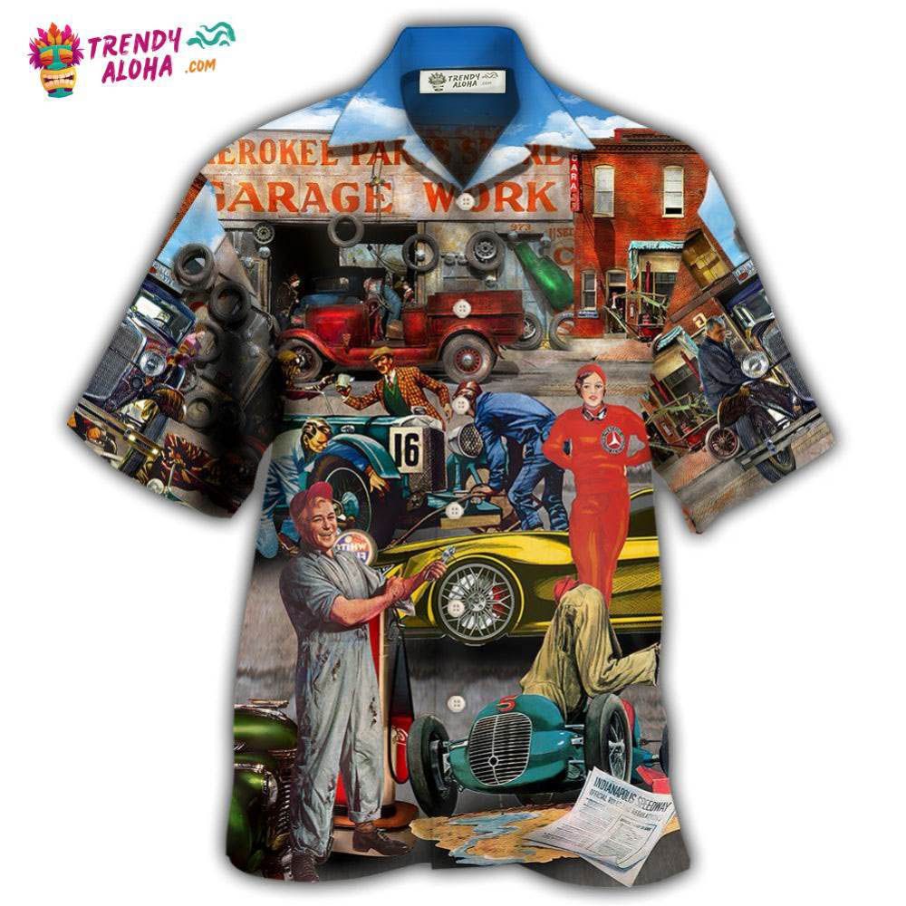 Auto Mechanic Retro Car Hawaiian Shirt - Trendy Aloha