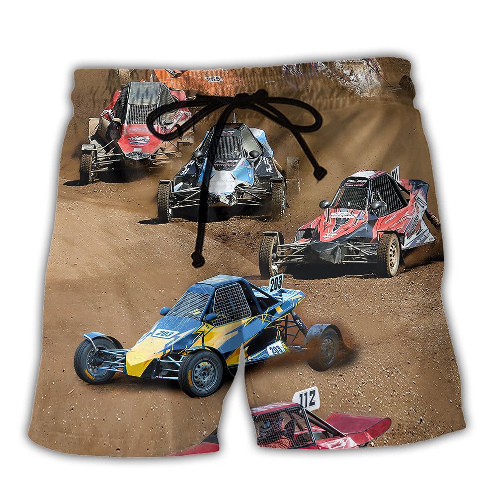 Autocross Cars Crazy Racing Trendy Aloha Hawaiian Beach Shorts