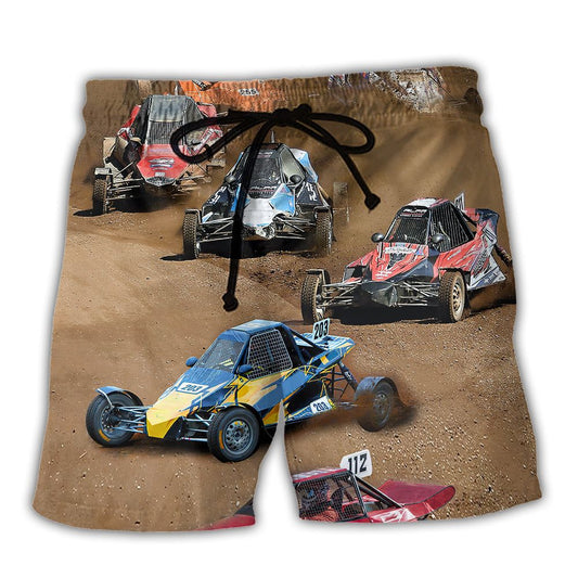 Autocross Cars Crazy Racing Trendy Aloha Hawaiian Beach Shorts
