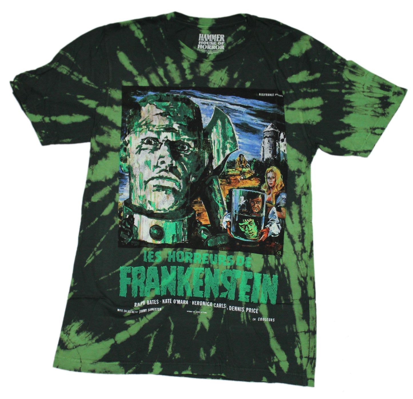 Frankenstein  Mens T-Shirt - House of Horror Hammer Poster Tie Dye