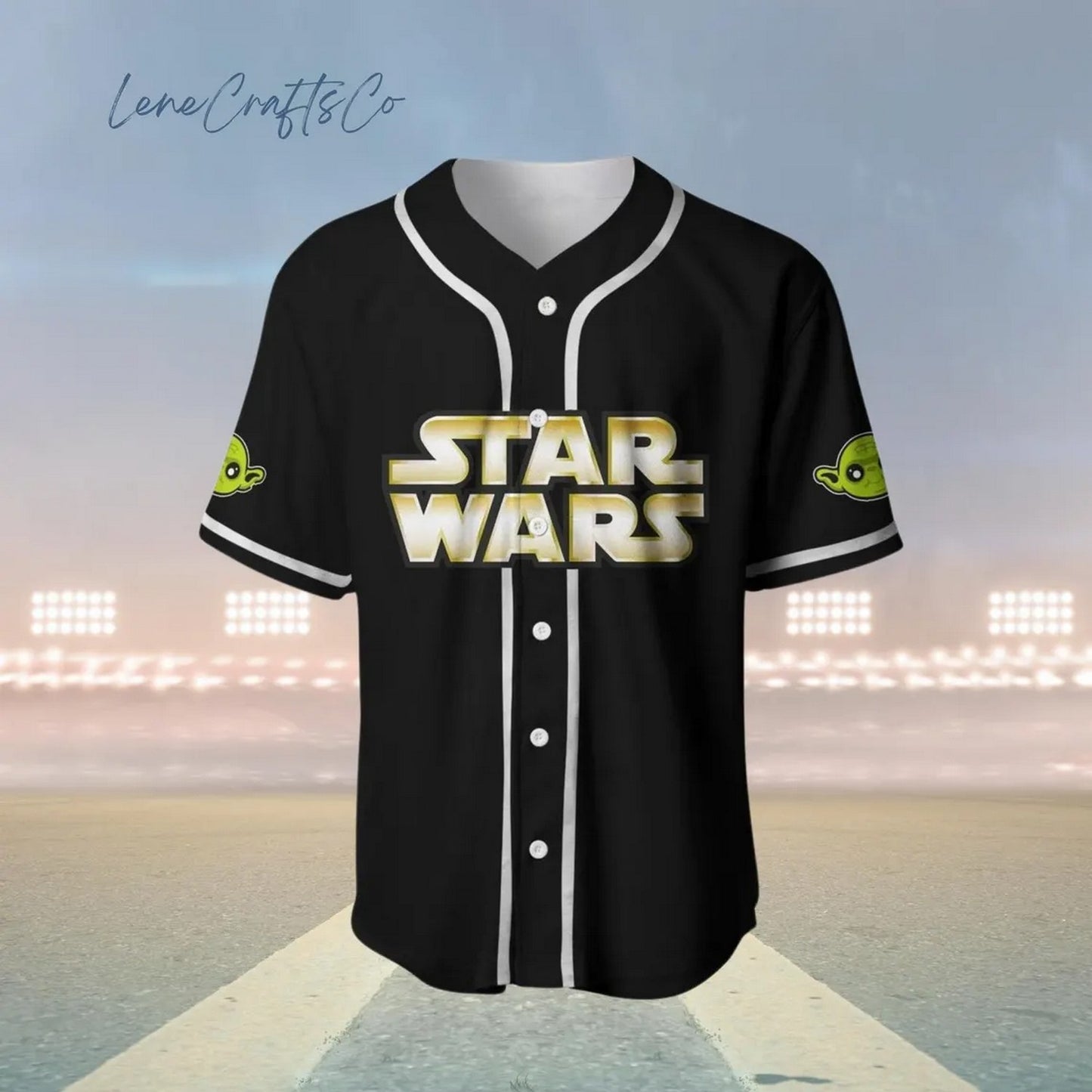 Baby Yoda Star Wars Simple Black Baseball Jersey