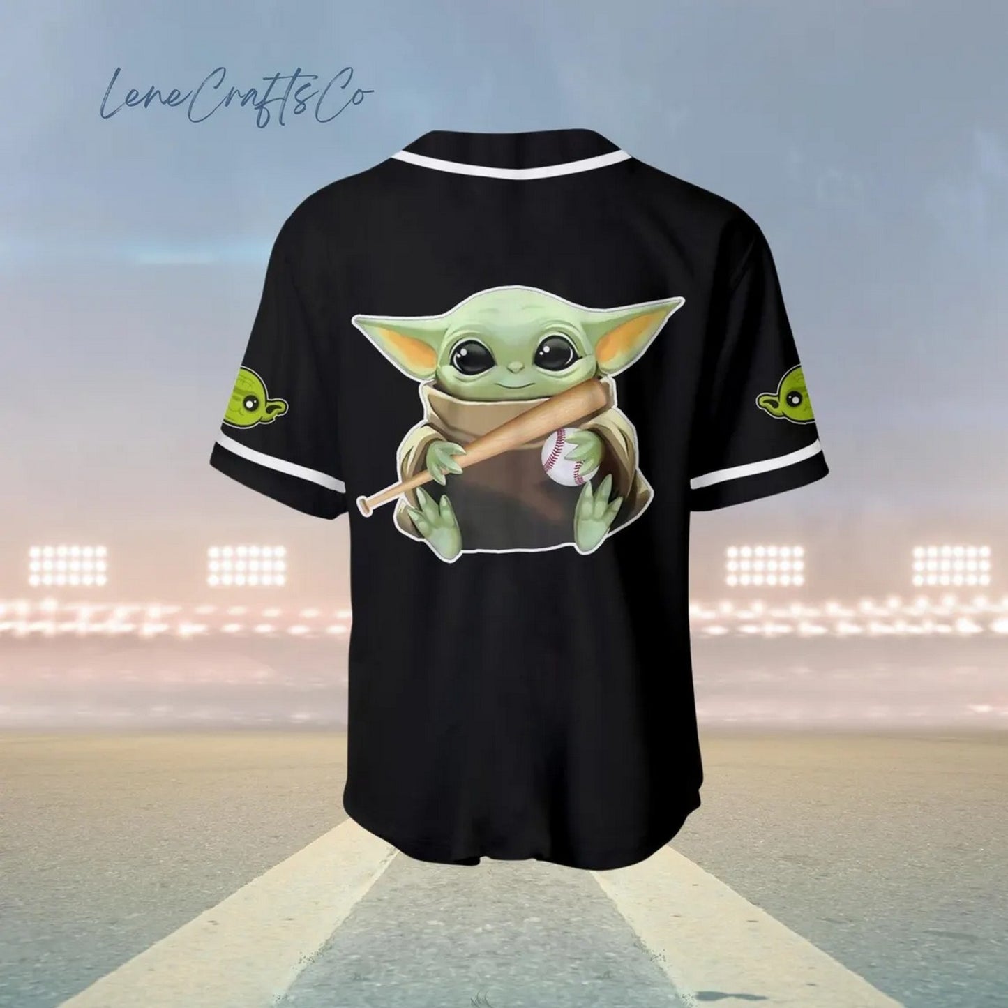 Baby Yoda Star Wars Simple Black Baseball Jersey