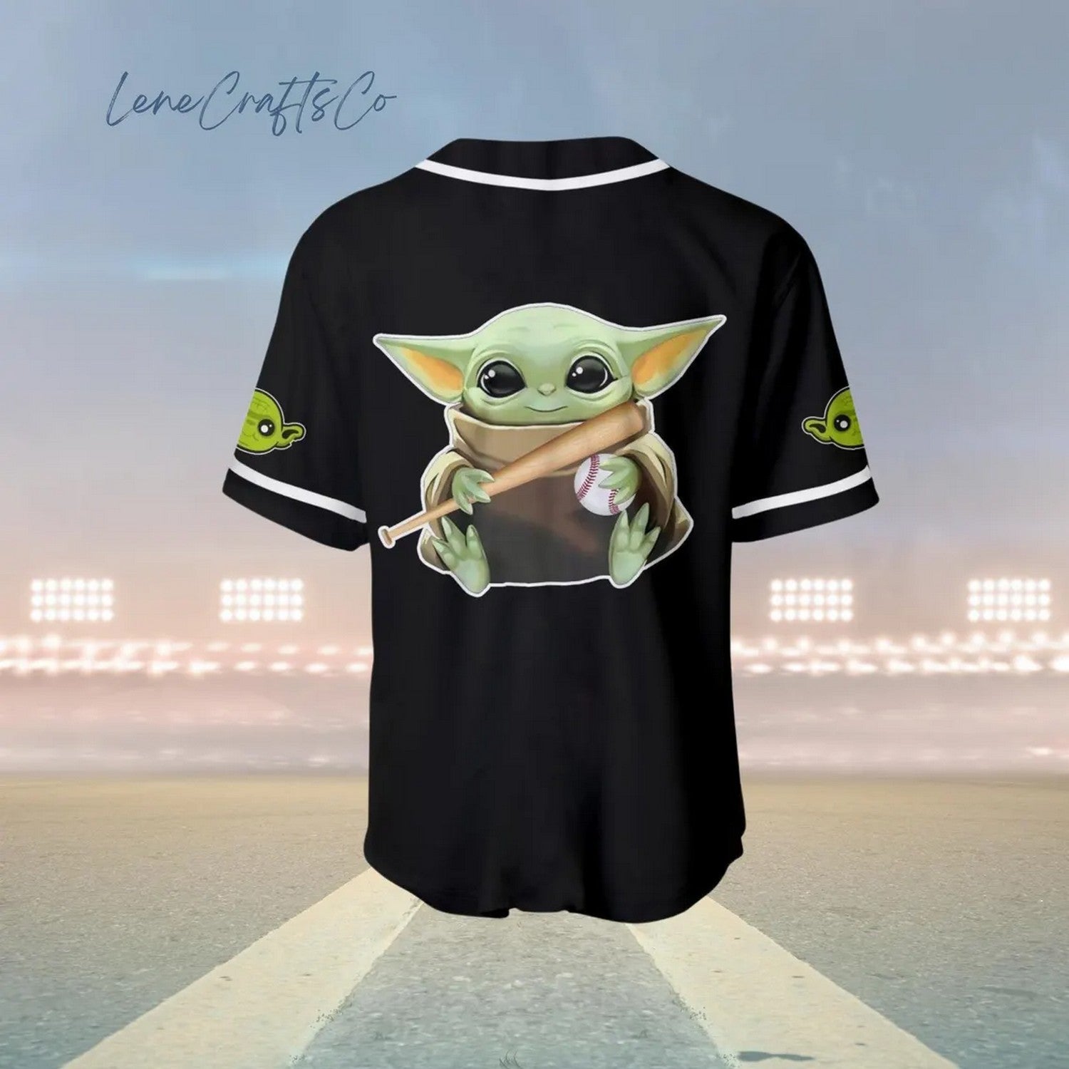 Baby Yoda Star Wars Simple Black Baseball Jersey