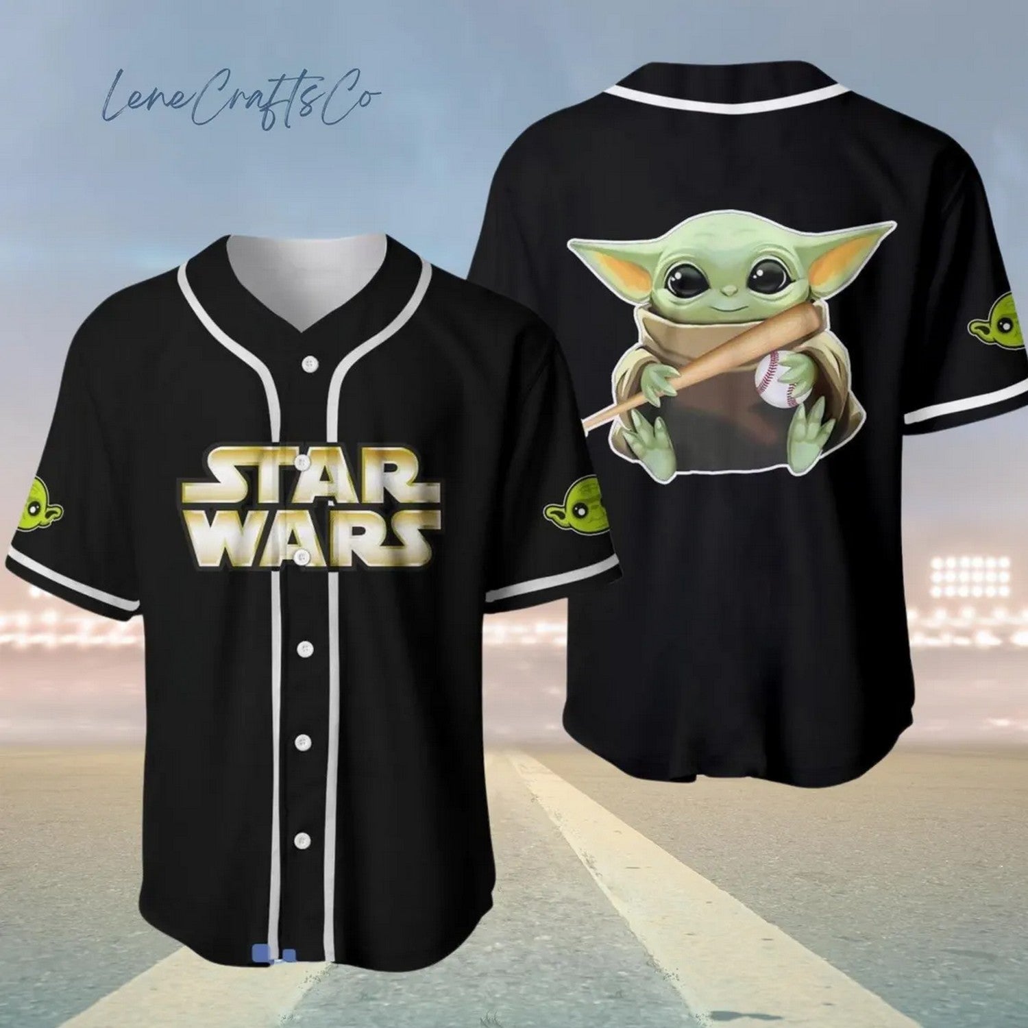 Baby Yoda Star Wars Simple Black Baseball Jersey