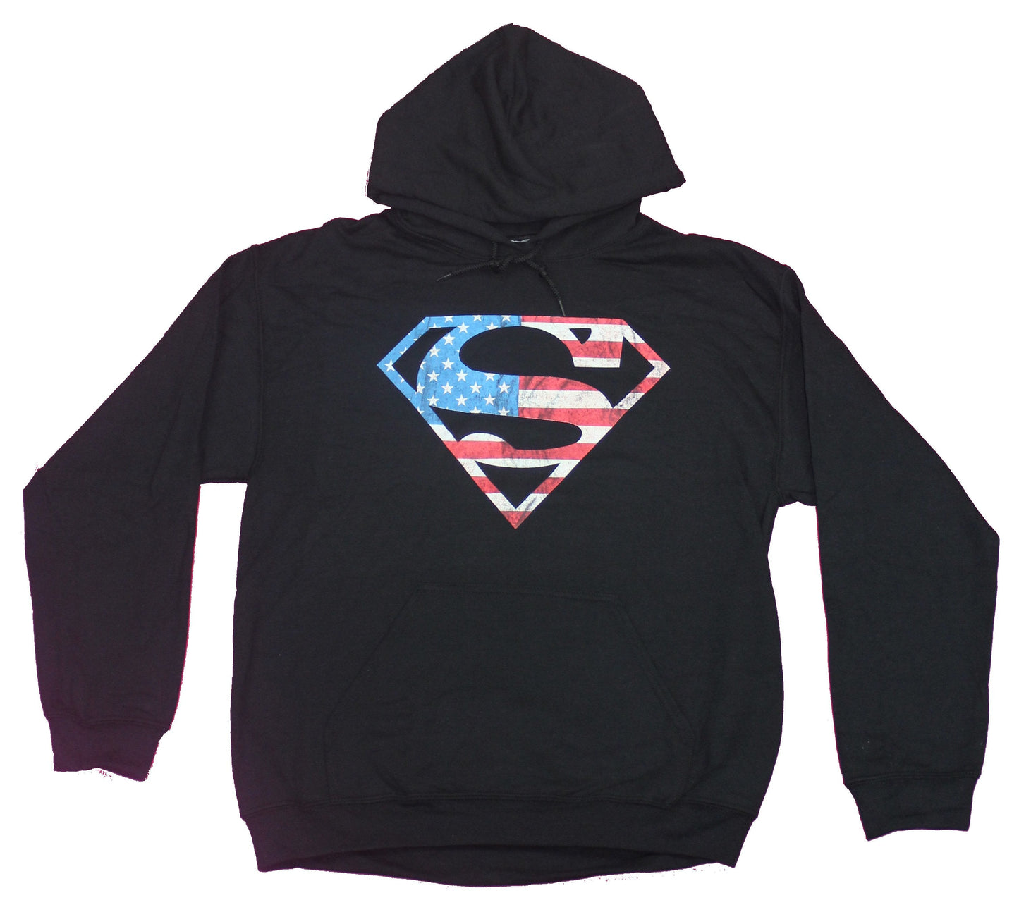 Superman Mens Hoodie Sweatshirt - S Symbol Logo Contains American Flag