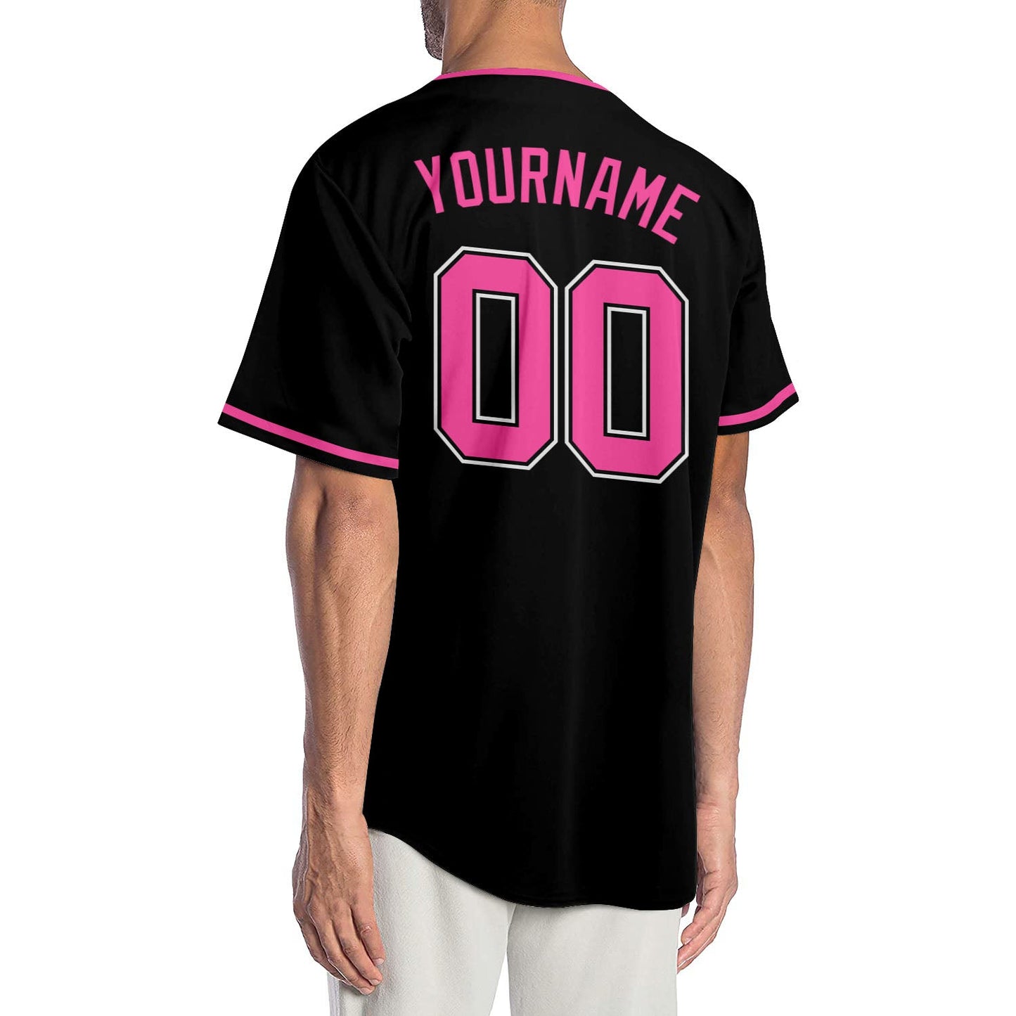 Custom Black Pink-White Authentic Baseball Jersey
