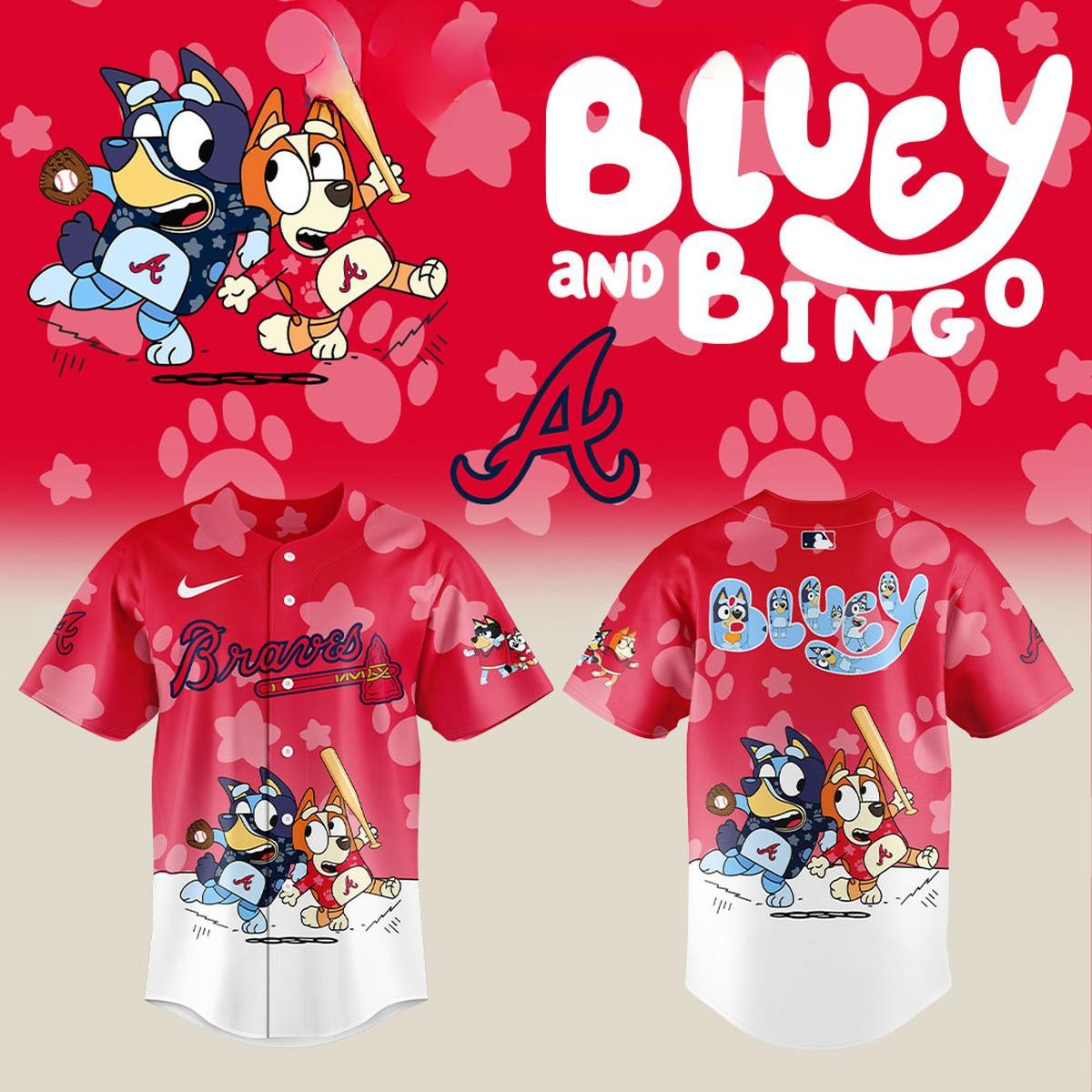 Blue &amp; Bingo Atlanta Braves MLB Sport Team Baseball Jersey